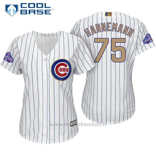 Maglia Baseball Donna Chicago Cubs 75 Jacob Hannemann Bianco Or Program Cool Base